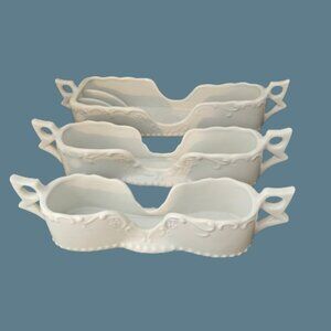 Vintage White Porcelain Silverware Holders Set of 3 by Maryland China Japan